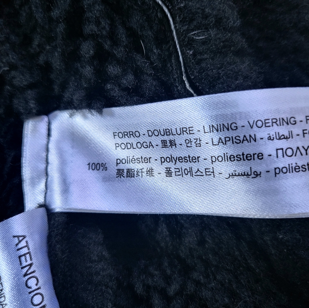 Zara Black Faux Suede Sherpa Lined Oversized Buckle Aviator Bomber Jacket Coat - Picture 13 of 14